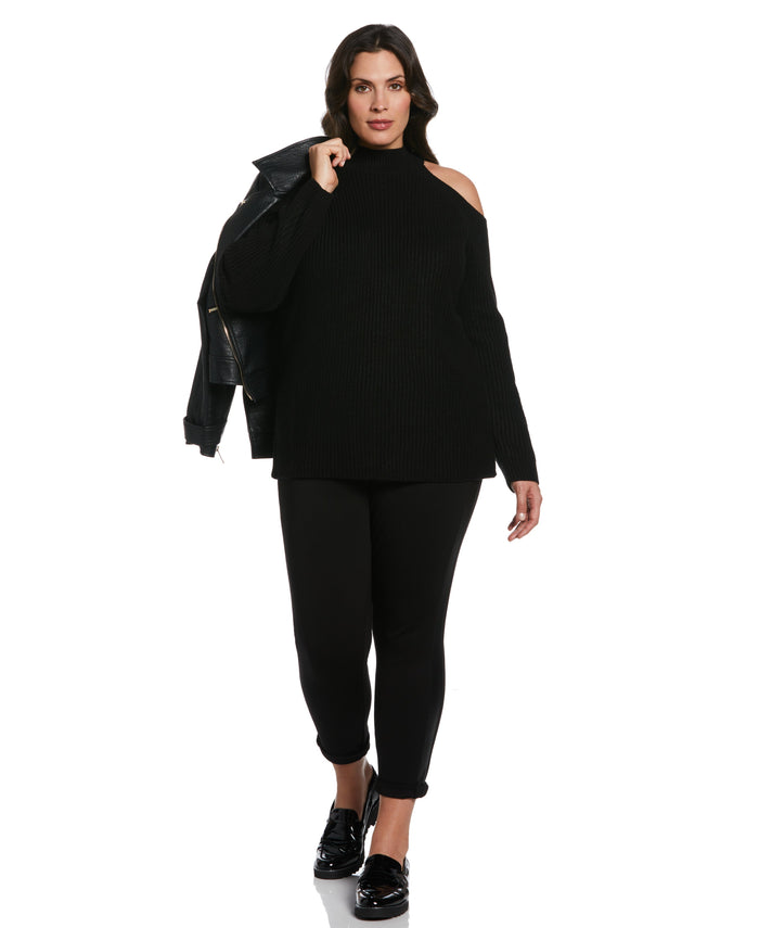 Cold Shoulder Sweater Tunic (Black)