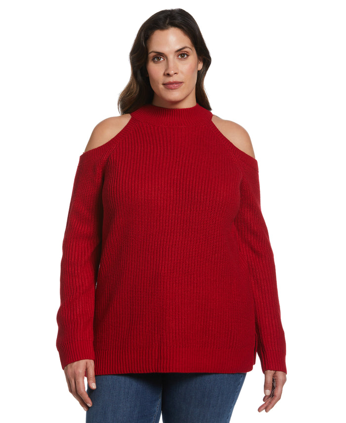 Cold Shoulder Sweater Tunic (Ruby)
