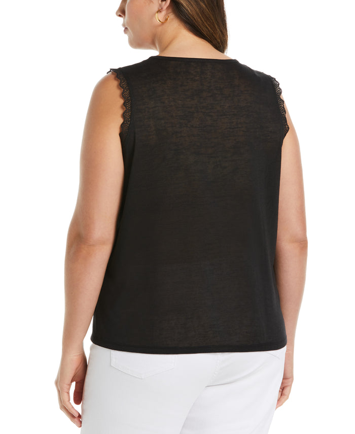 Crochet Trim Top (Black)