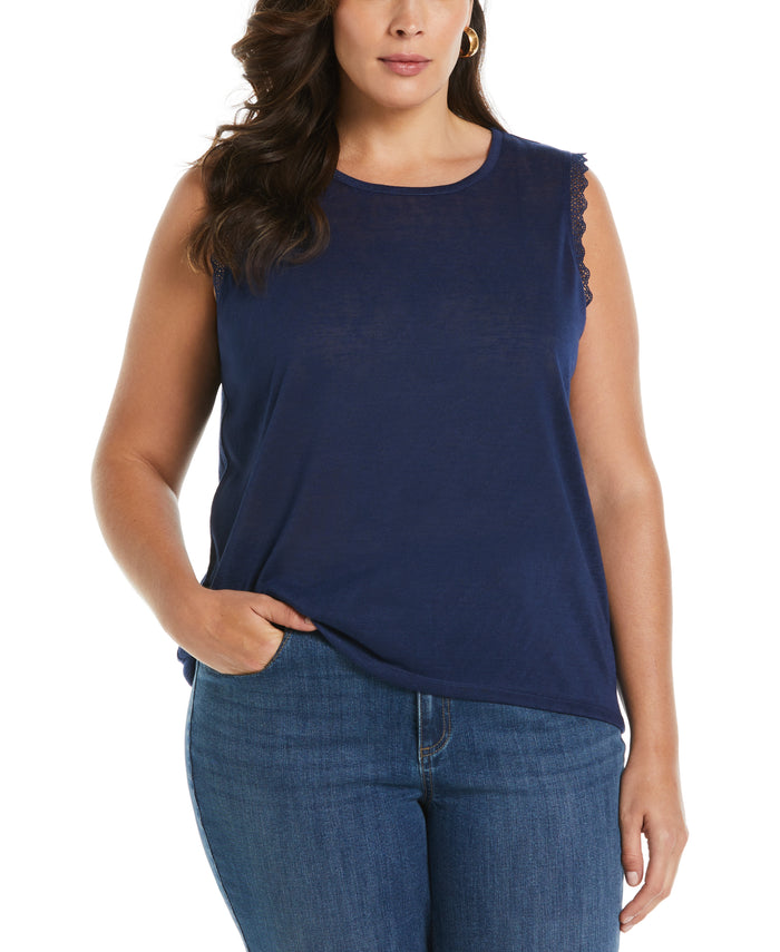 Crochet Trim Top (Mediterranean Blue)
