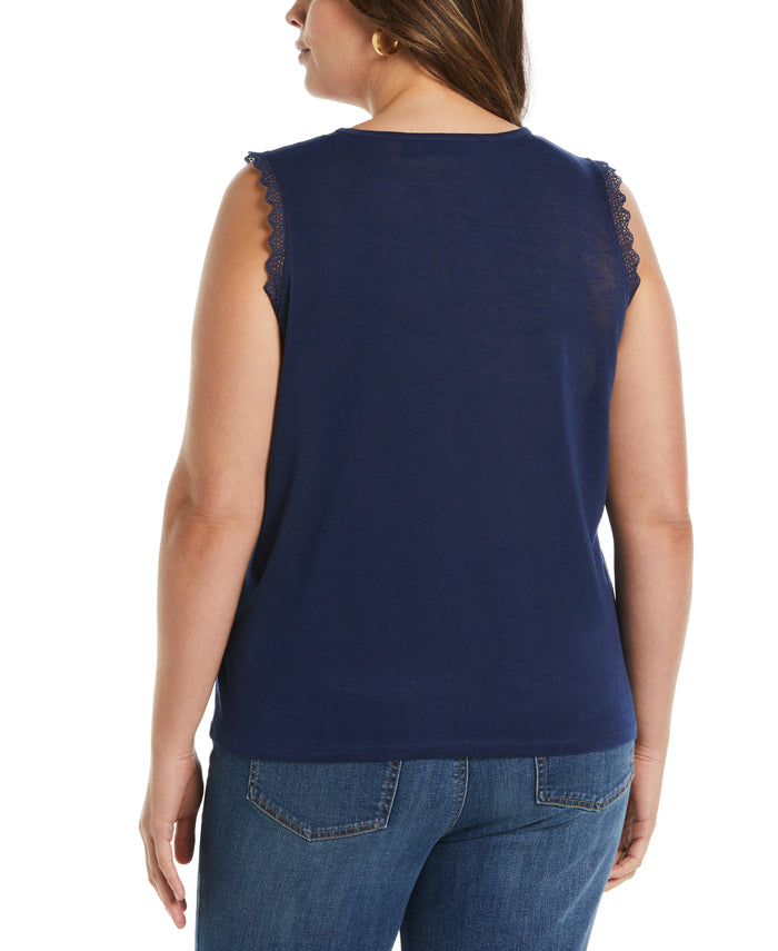 Crochet Trim Top (Mediterranean Blue)