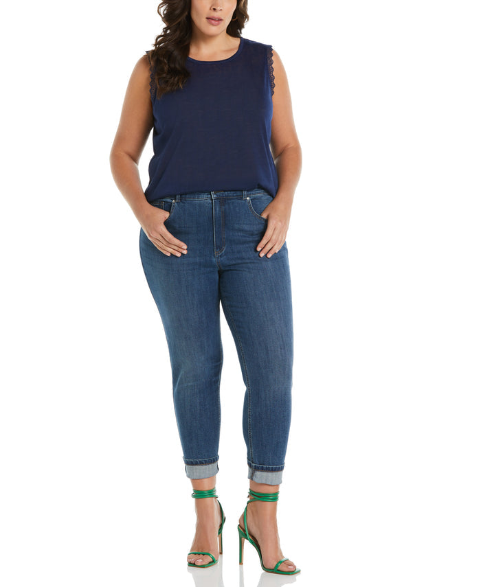 Crochet Trim Top-Tee-Rafaella-Sportswear