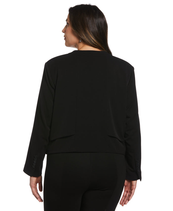 Cropped Angled Open Blazer (Black)