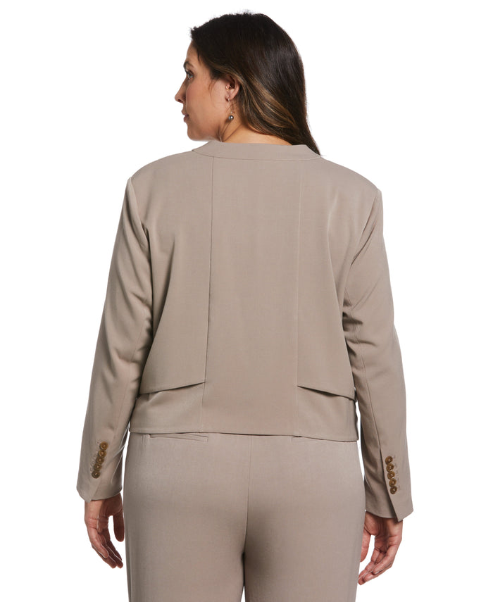 Cropped Angled Open Blazer (Summer Straw)