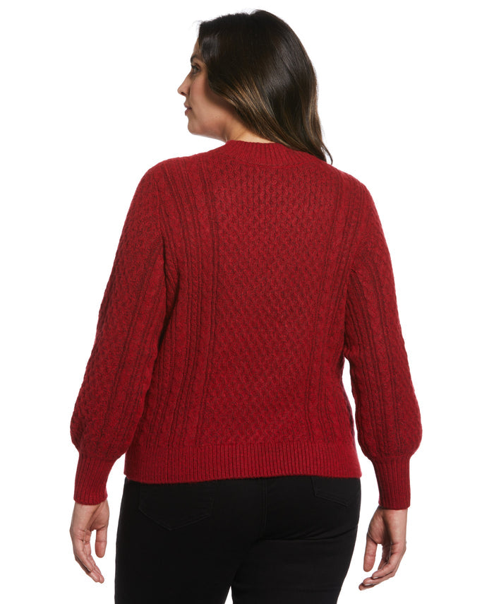 Cut-Out Cable Knit Sweater (Ruby)
