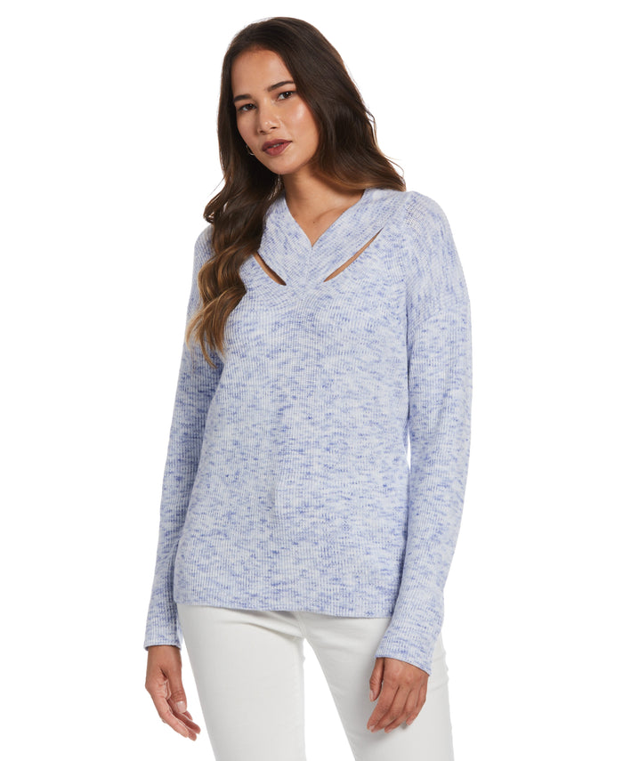 Cutout Neck Sweater (Dazzling Blue)
