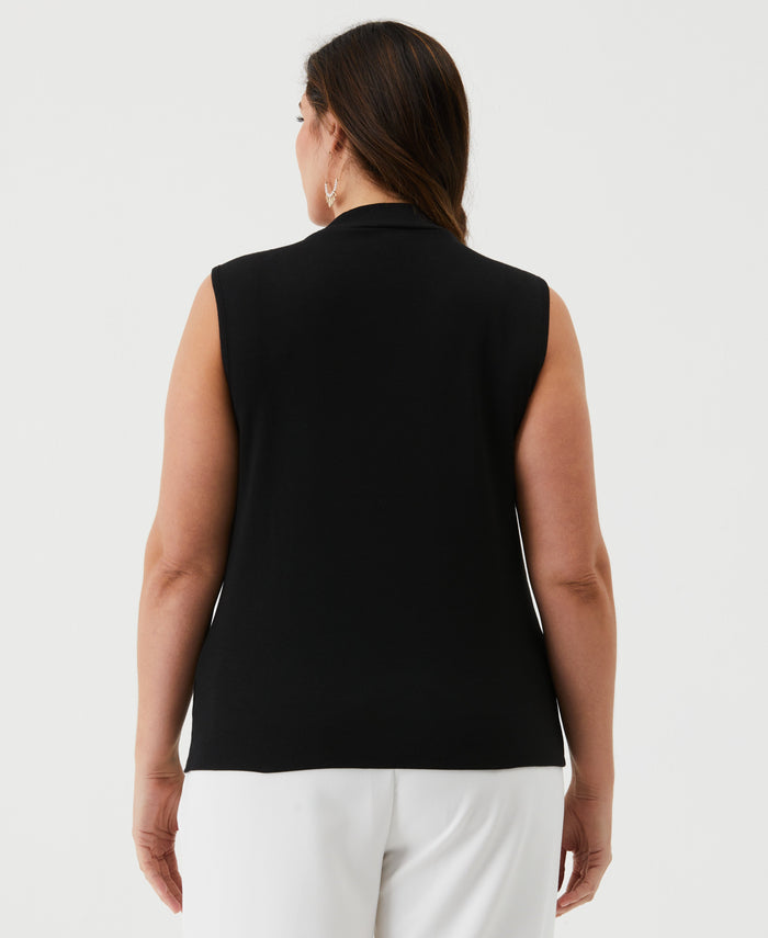 Plus Size Cutout Ribbed Tank Top (Black)