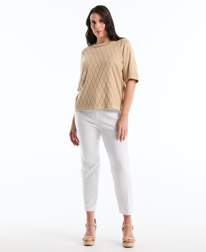 Plus Size Diamond Stitch Sweater (Irish Cream)