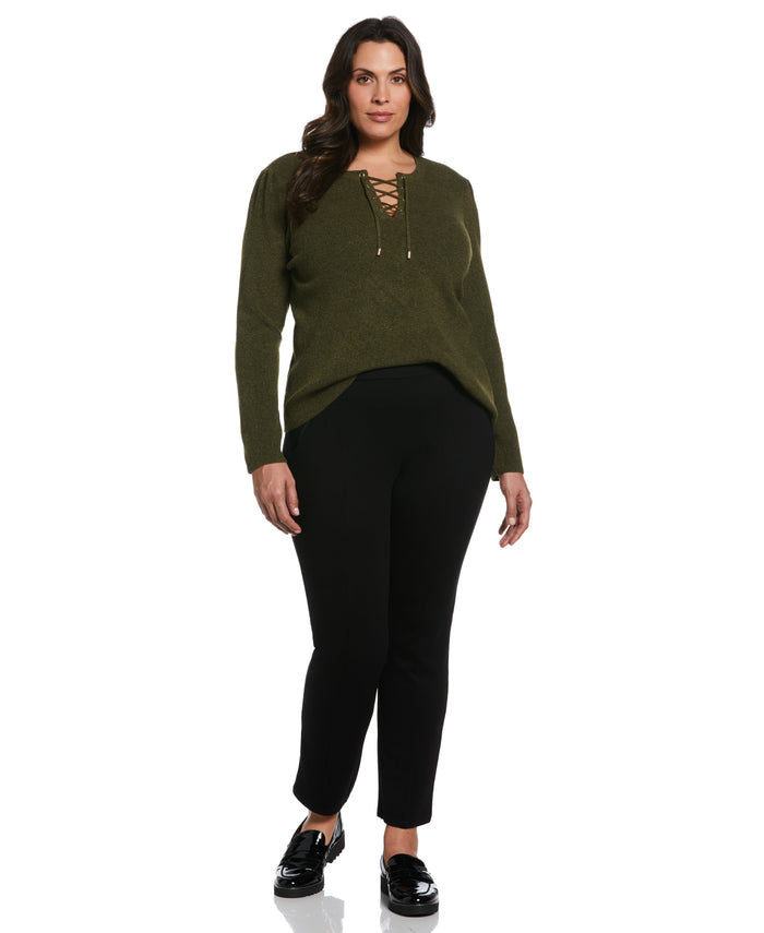 Front Lace-Up Sweater (Aloe)