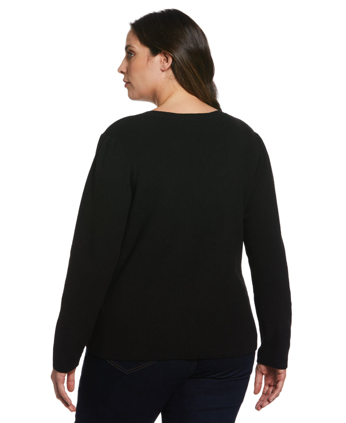 Front Lace-Up Sweater (Black)