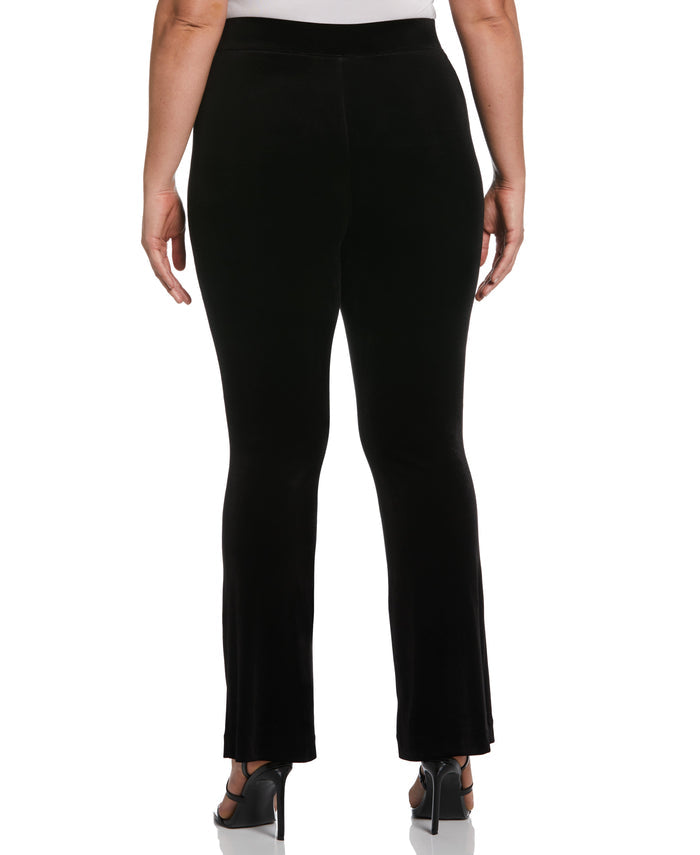 High Waist Velvet Boot Cut Pant (Black)