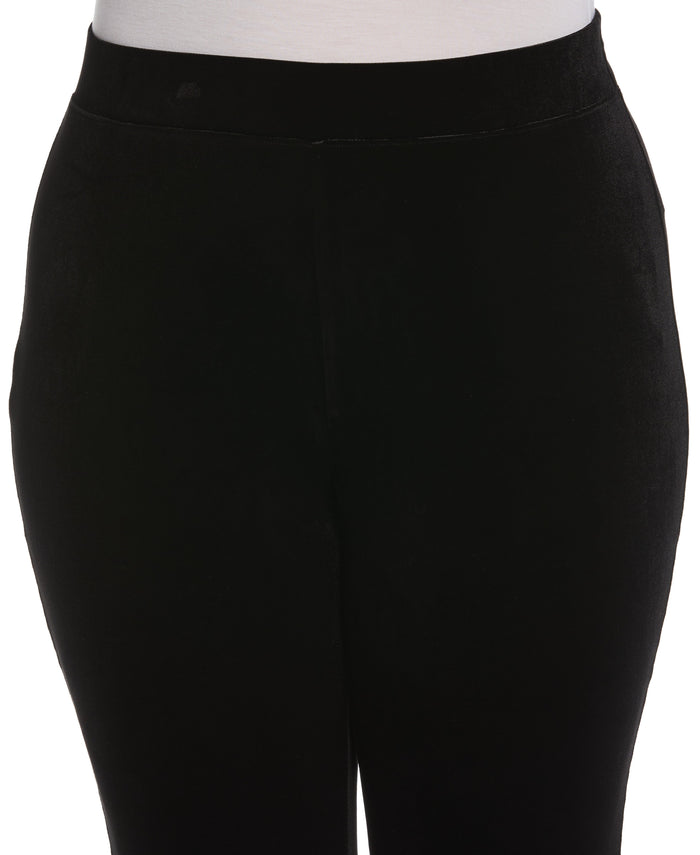 High Waist Velvet Boot Cut Pant (Black)