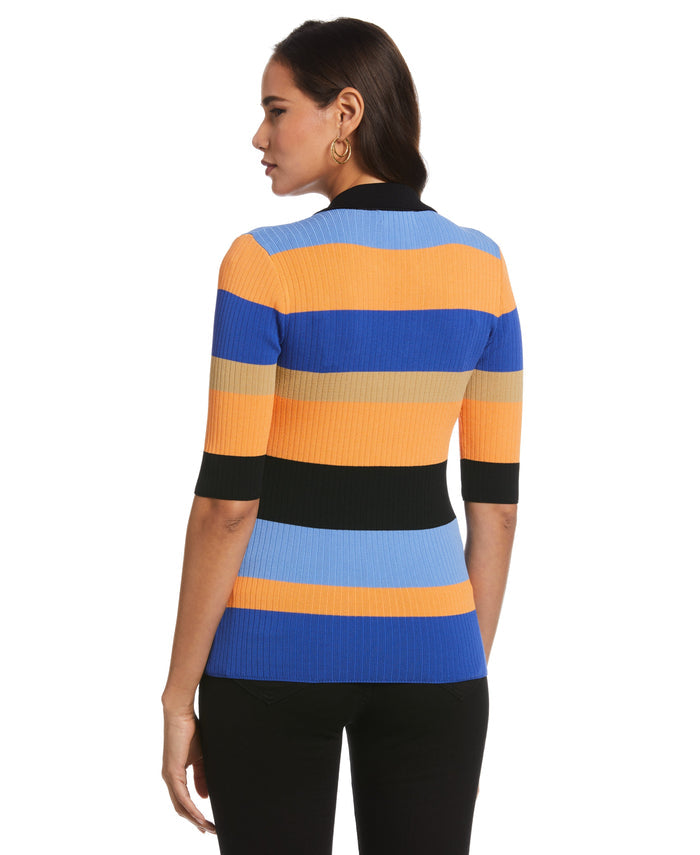 Lace-Up Polo Sweater (Dazzling Blue)