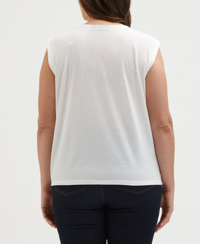 Plus Size Lace-Up Tank Top (White)