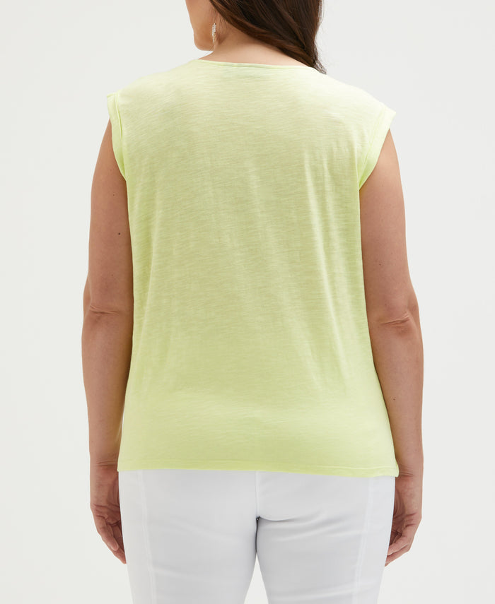 Plus Size Lace-Up Tank Top (Sunny Lime)