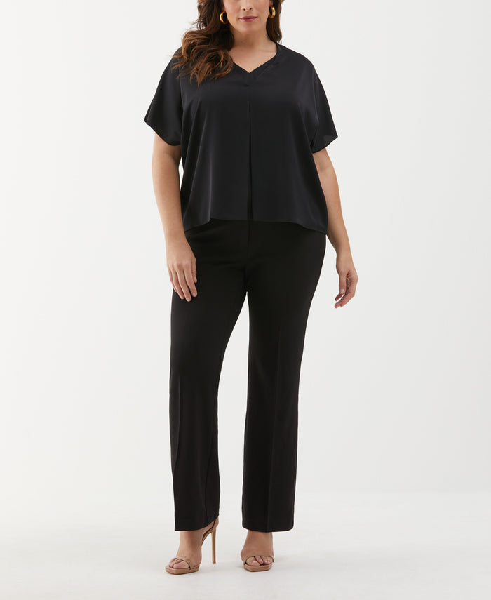 Plus Size Layered Dolman Sleeve Blouse (Black)