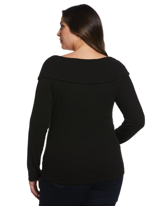 Marilyn Ribbed Crossover Top (Black)