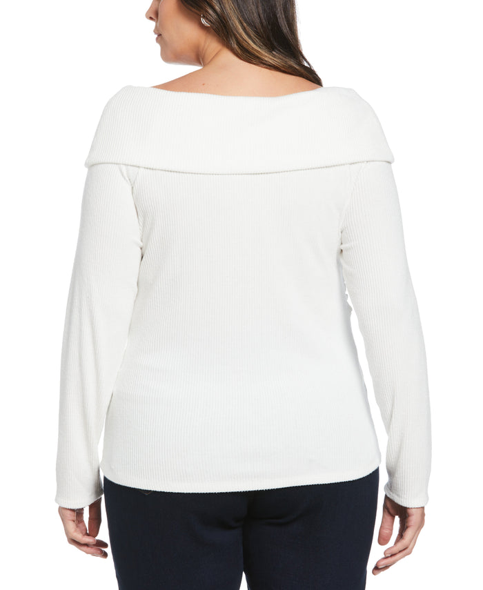 Marilyn Ribbed Crossover Top (Snow White)