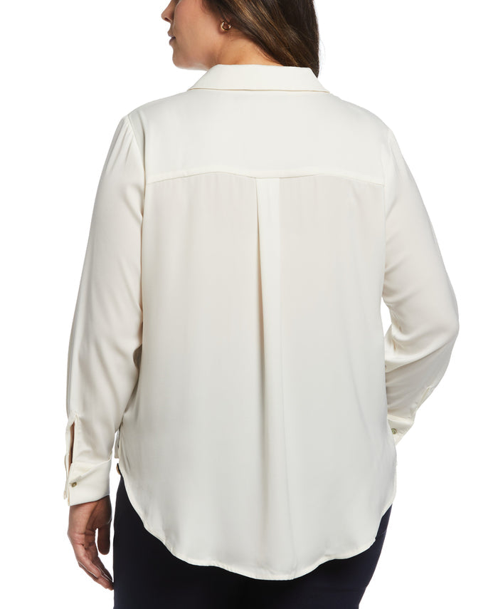 Notch Collar Silk Blouse (Star White)
