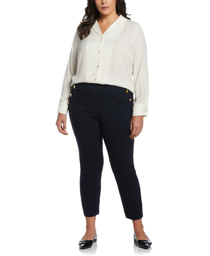Notch Collar Silk Blouse (Star White)