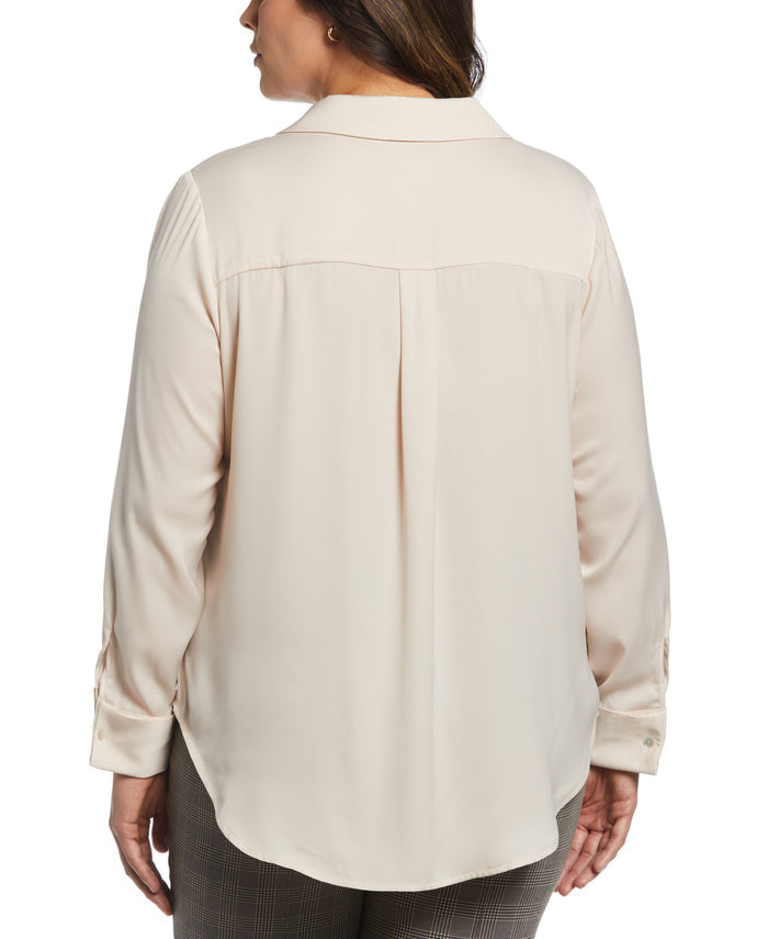 Notch Collar Silk Blouse (Shell)