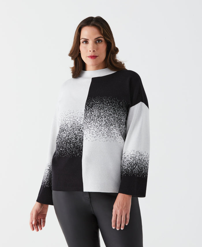 Plus Size Ombre Turtleneck Sweater (Black)