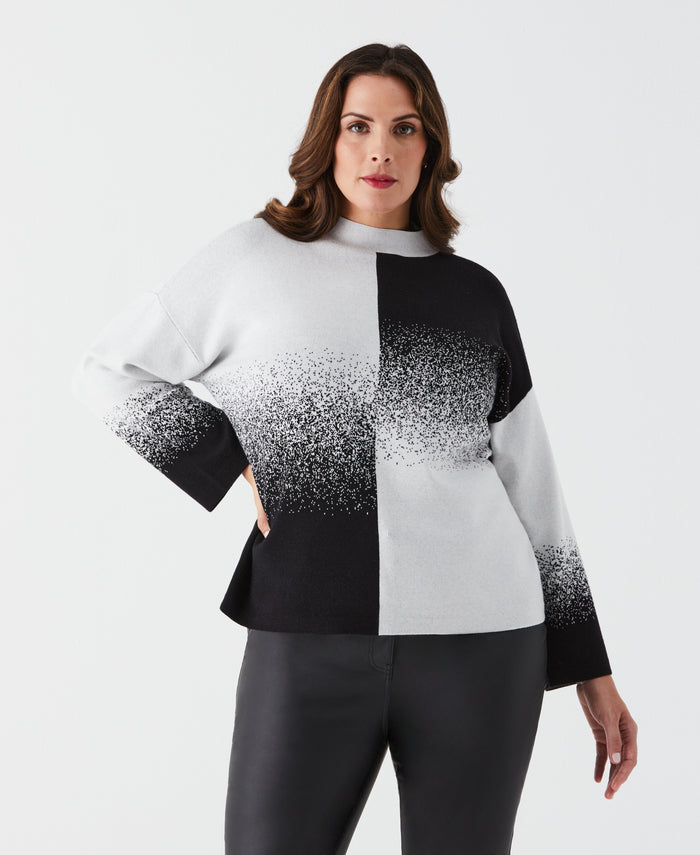 Plus Size Ombre Turtleneck Sweater (Black)