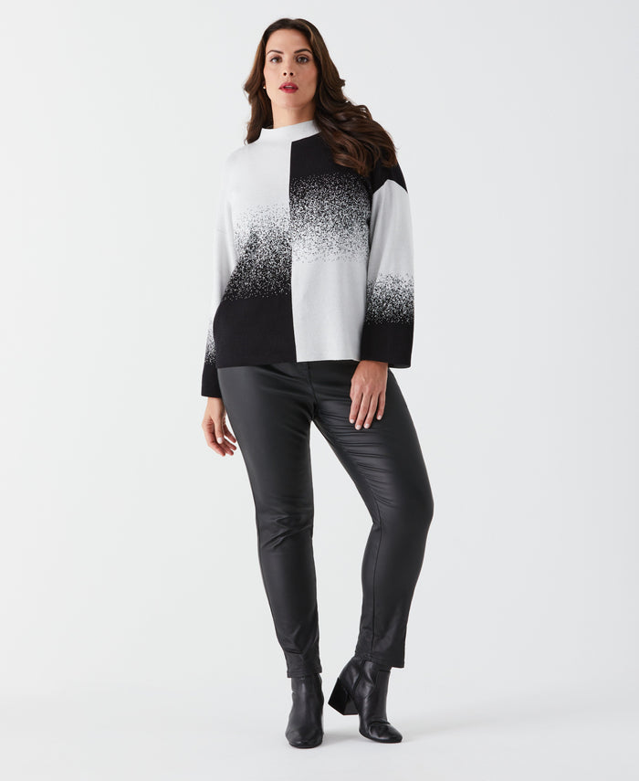 Plus Size Ombre Turtleneck Sweater (Black)