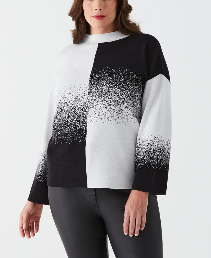 Plus Size Ombre Turtleneck Sweater (Black)
