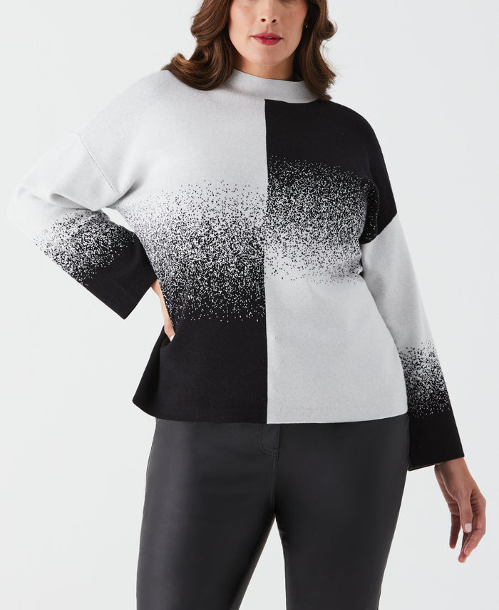 Plus Size Ombre Turtleneck Sweater (Black)