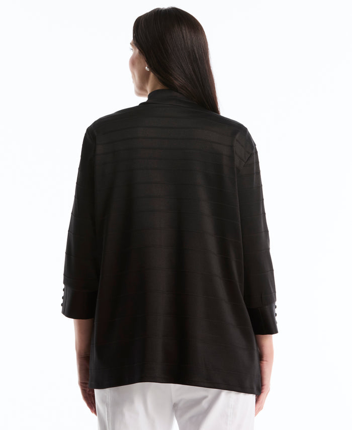 Plus Size Ottoman Knit Cardigan Sweater (Black)