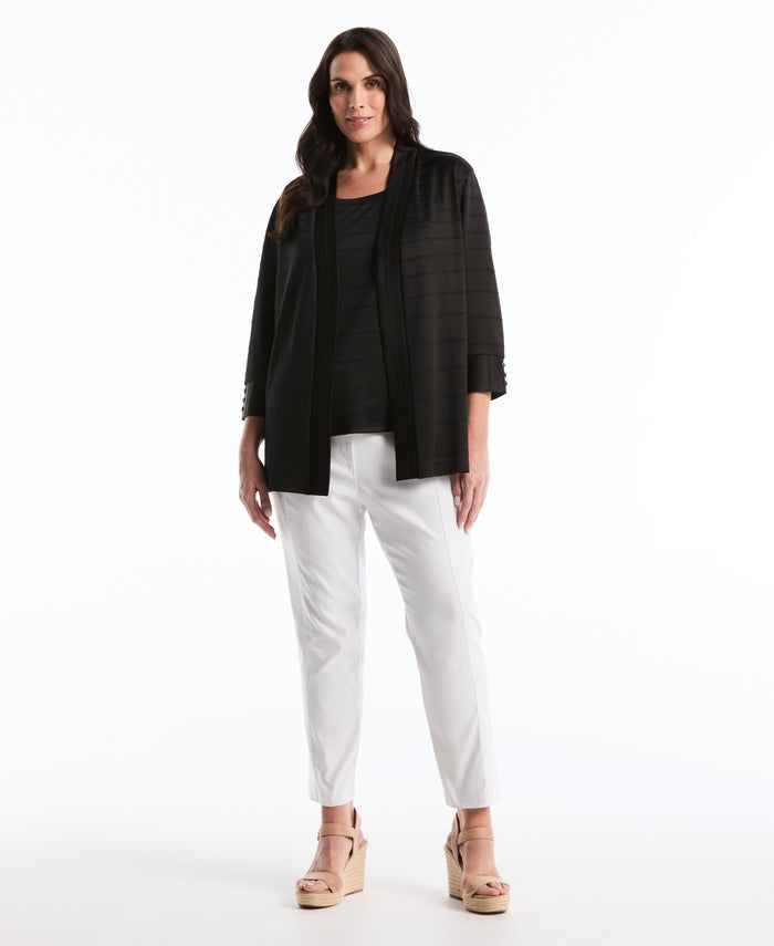 Plus Size Ottoman Knit Cardigan Sweater (Black)