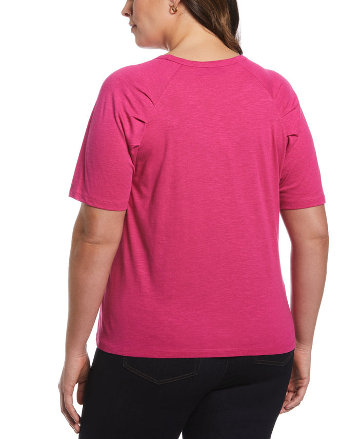 Pleated Raglan Sleeve Tee (Cosmo Pink)
