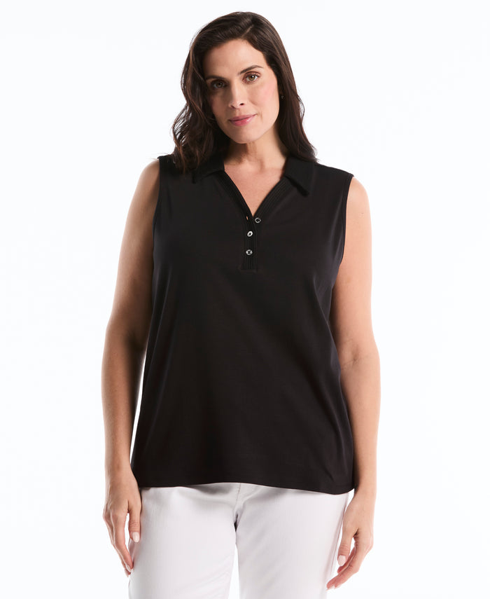 Plus Size Polo Top (Black)