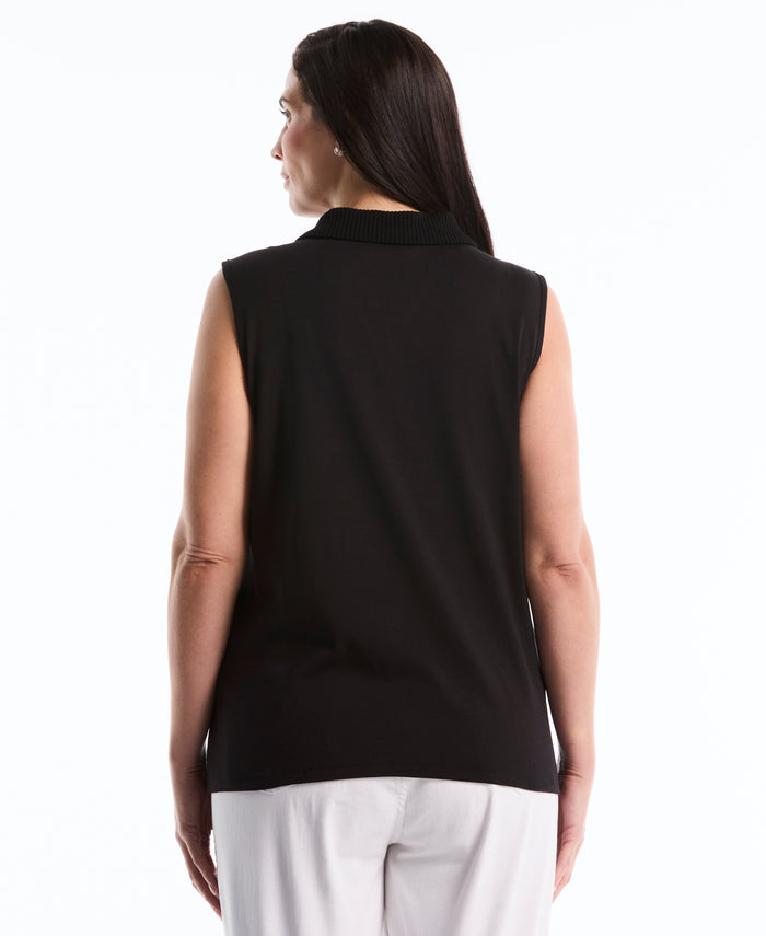 Plus Size Polo Top (Black)