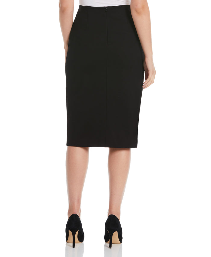 Ponte Asymmetrical Wrap Skirt (Black)
