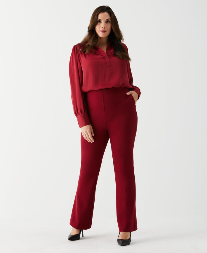 Plus Size Ponte Boot Cut Pant (Rhubarb)
