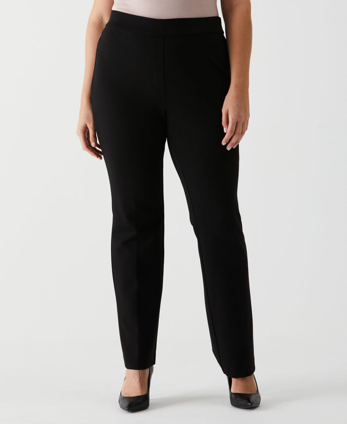 Plus Size Short Length Boot Cut Pull-On Pant (Black)