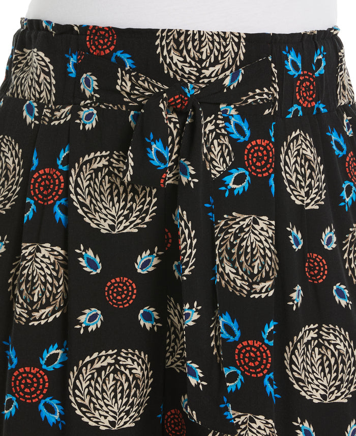 Print Paper Bag Ankle Pant (Black)