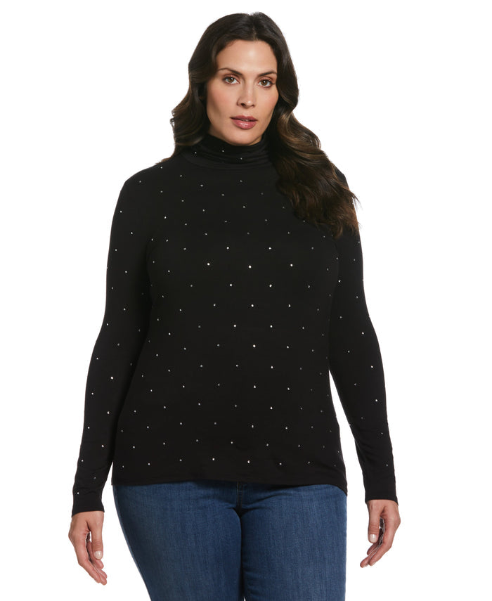 Rhinestone Turtleneck (Black)