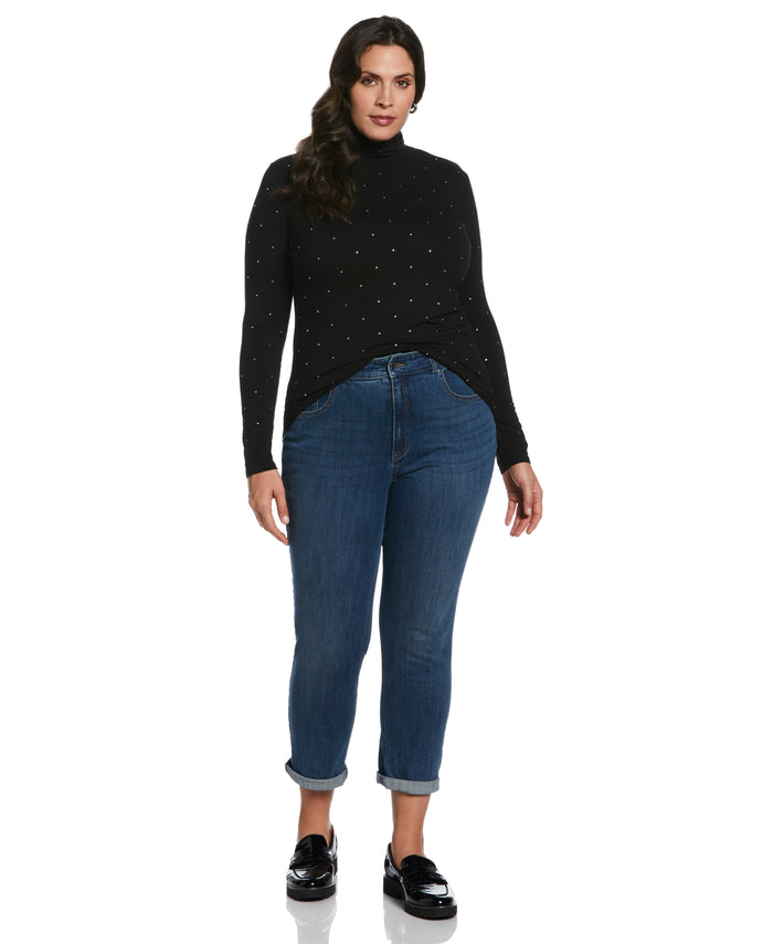 Rhinestone Turtleneck (Black)