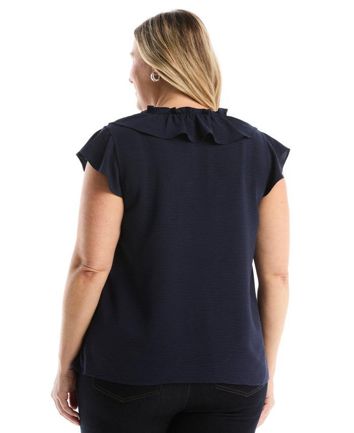 Plus Size Ruffle Blouse (Peacoat)