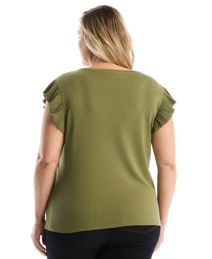 Plus Size Ruffle Top (Loden Green)