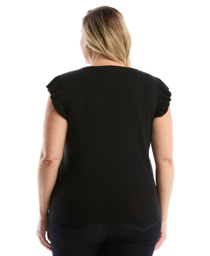Plus Size Ruffle Top (Black)