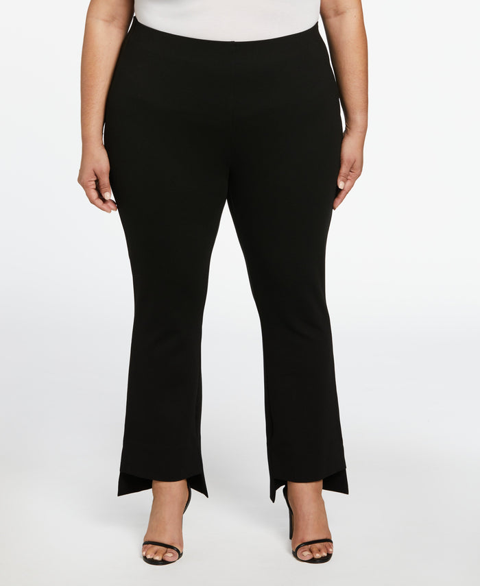 Step Hem Ponte Knit Pull-On Pant (Black)