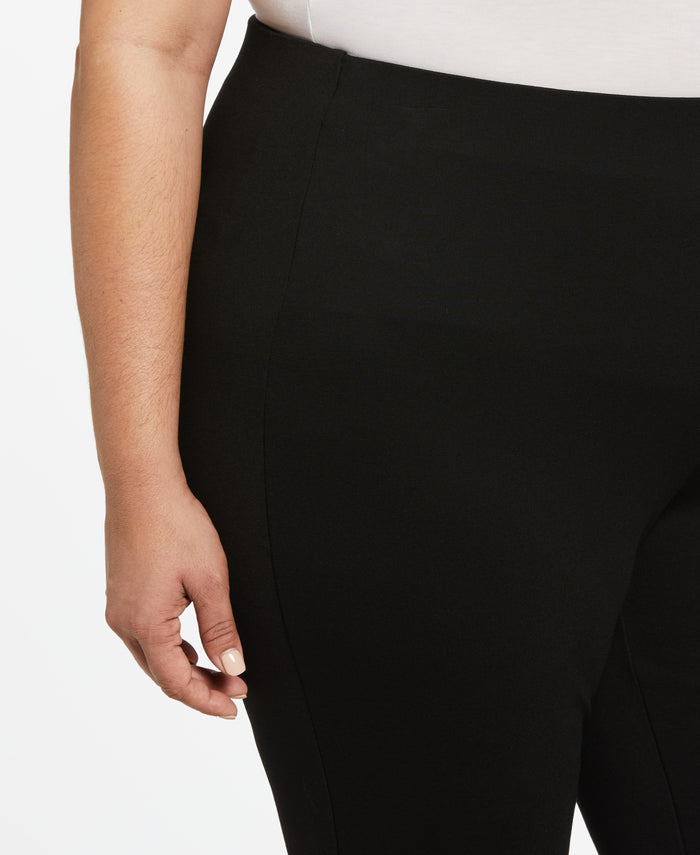 Step Hem Ponte Knit Pull-On Pant (Black)