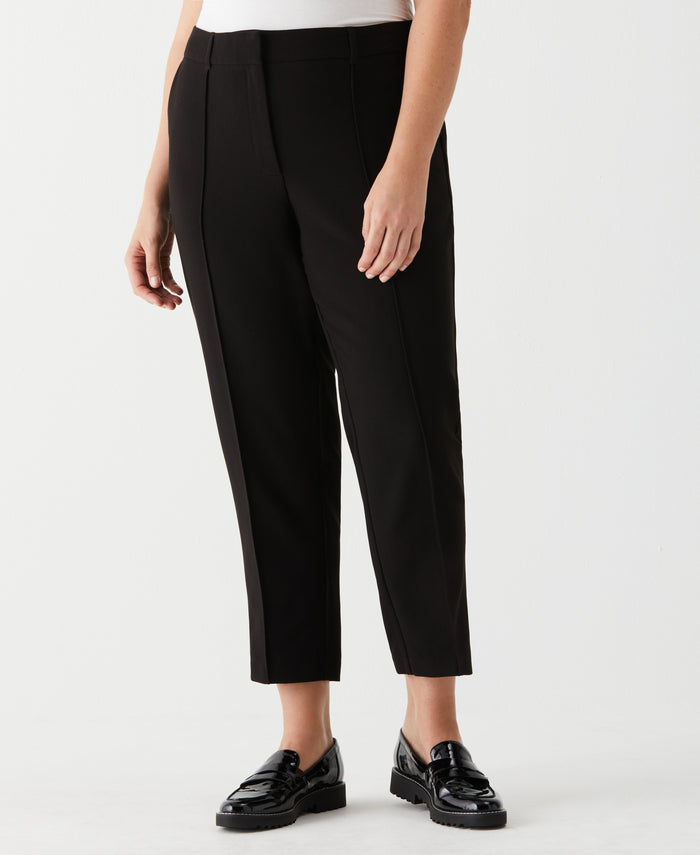 Plus Size Straight Leg Pintuck Pant (Black)