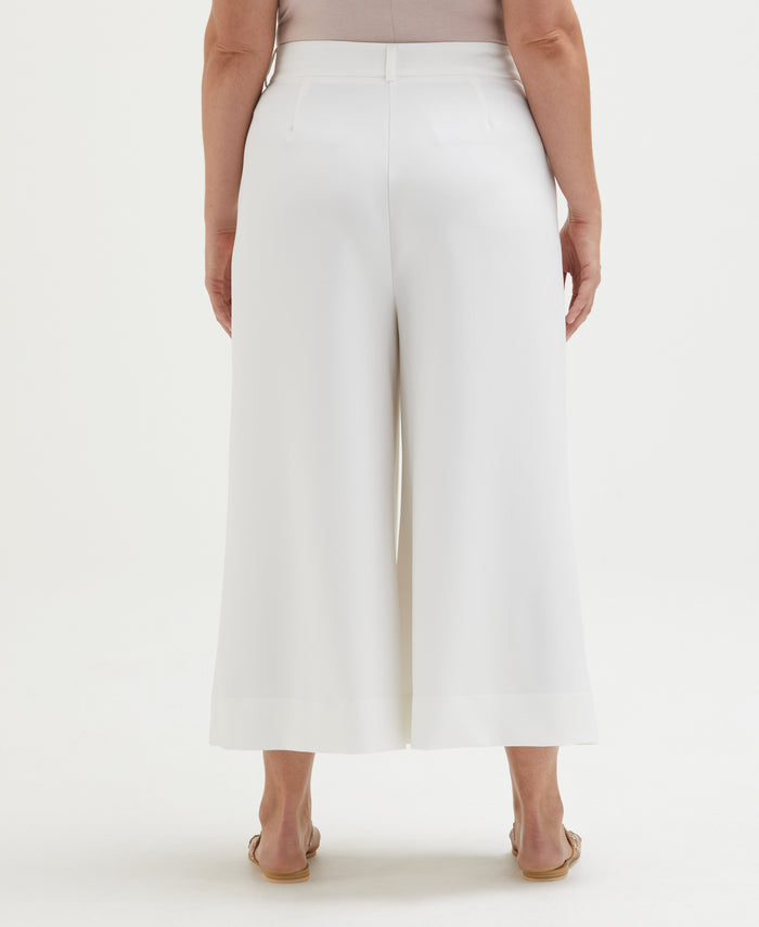 Plus Size Wide Culotte Pant (White)