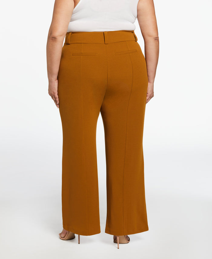 Wide Waistband Wide Leg Pant (Bronze Brown)