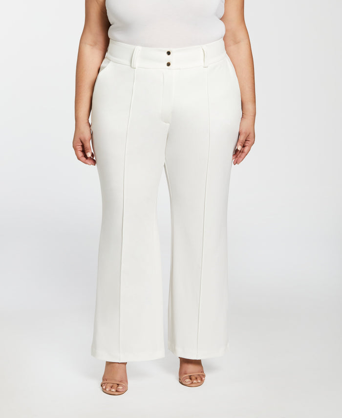 Wide Waistband Wide Leg Pant (Snow White)